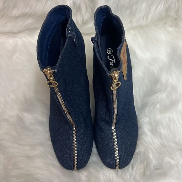 Repurposed LEVI Block Heel Denim Booties 8.5 BIN 16 - Picture 11 of 11